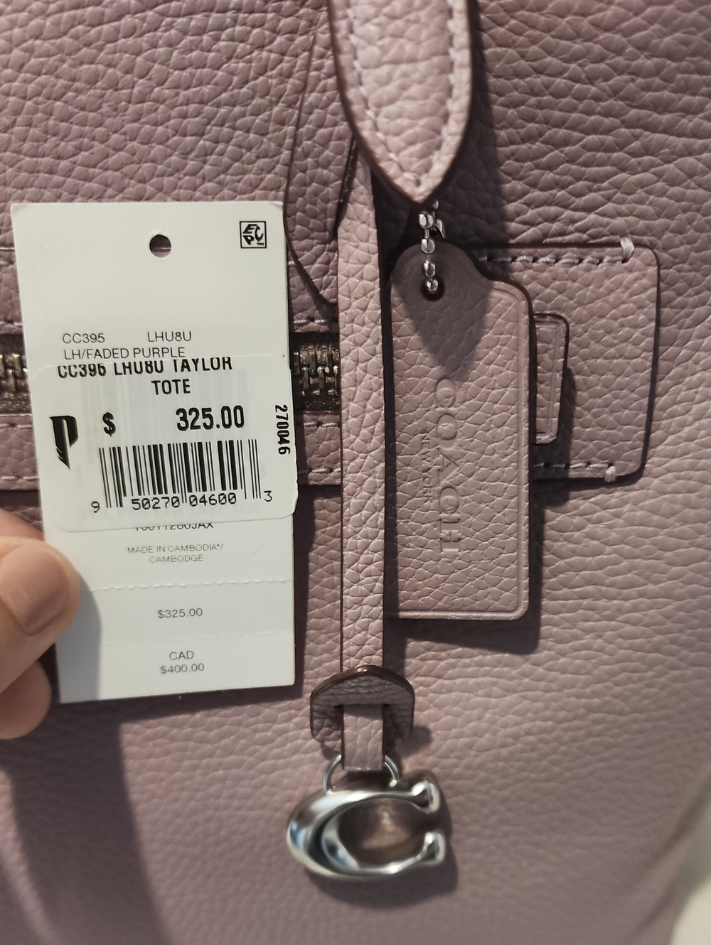 Coach Taylor Faded PURPLE Pebbled Leather Tote - Picture 2 of 10